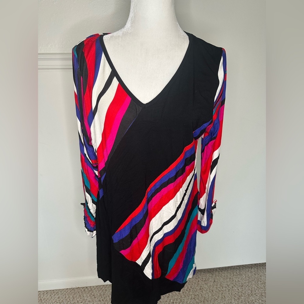 Lior Colorful Striped V-Neck Top size XL new with tag